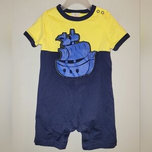🏴‍☠️ Hanna Andersson Pirate Ship One Piece Yellow Navy Outfit Boys 18-24 Month